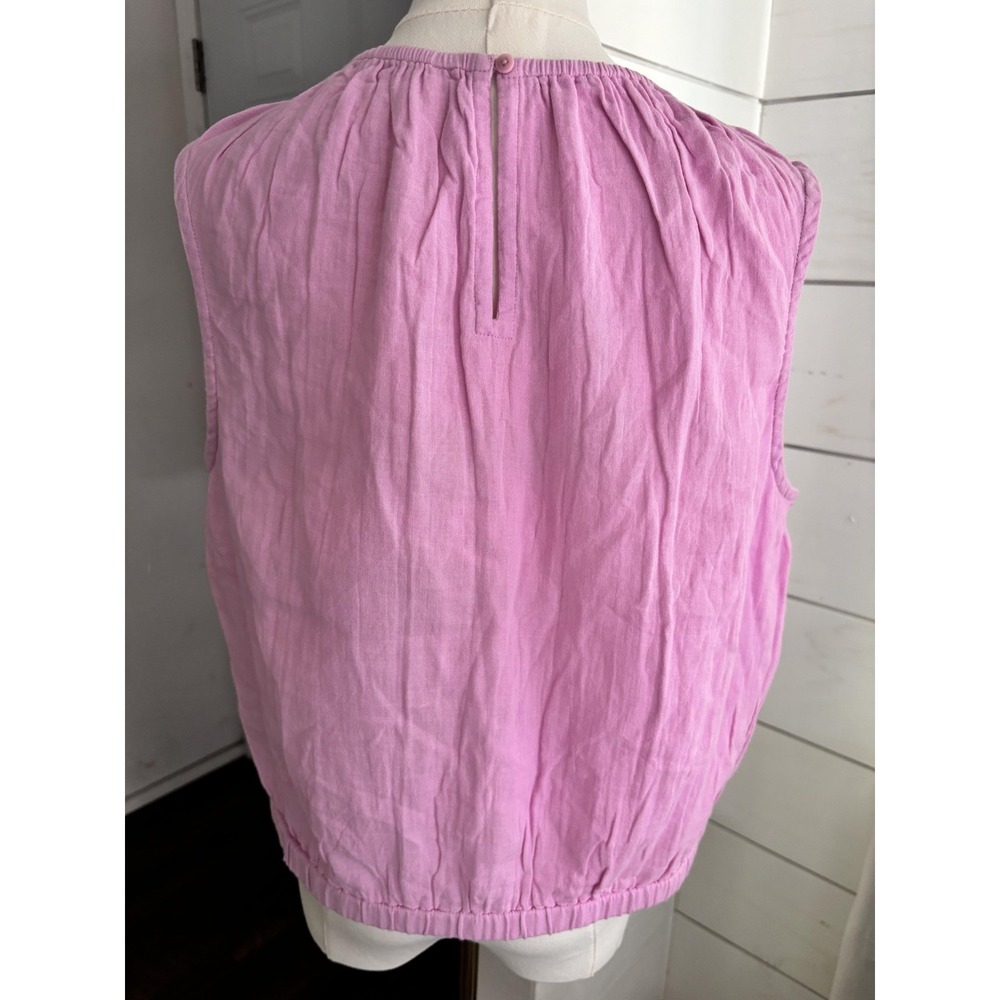 Pact Blouse Womens Large Pink 100%‎ Organic Cotton Gathered Hem Top Sustainable - Picture 2 of 6